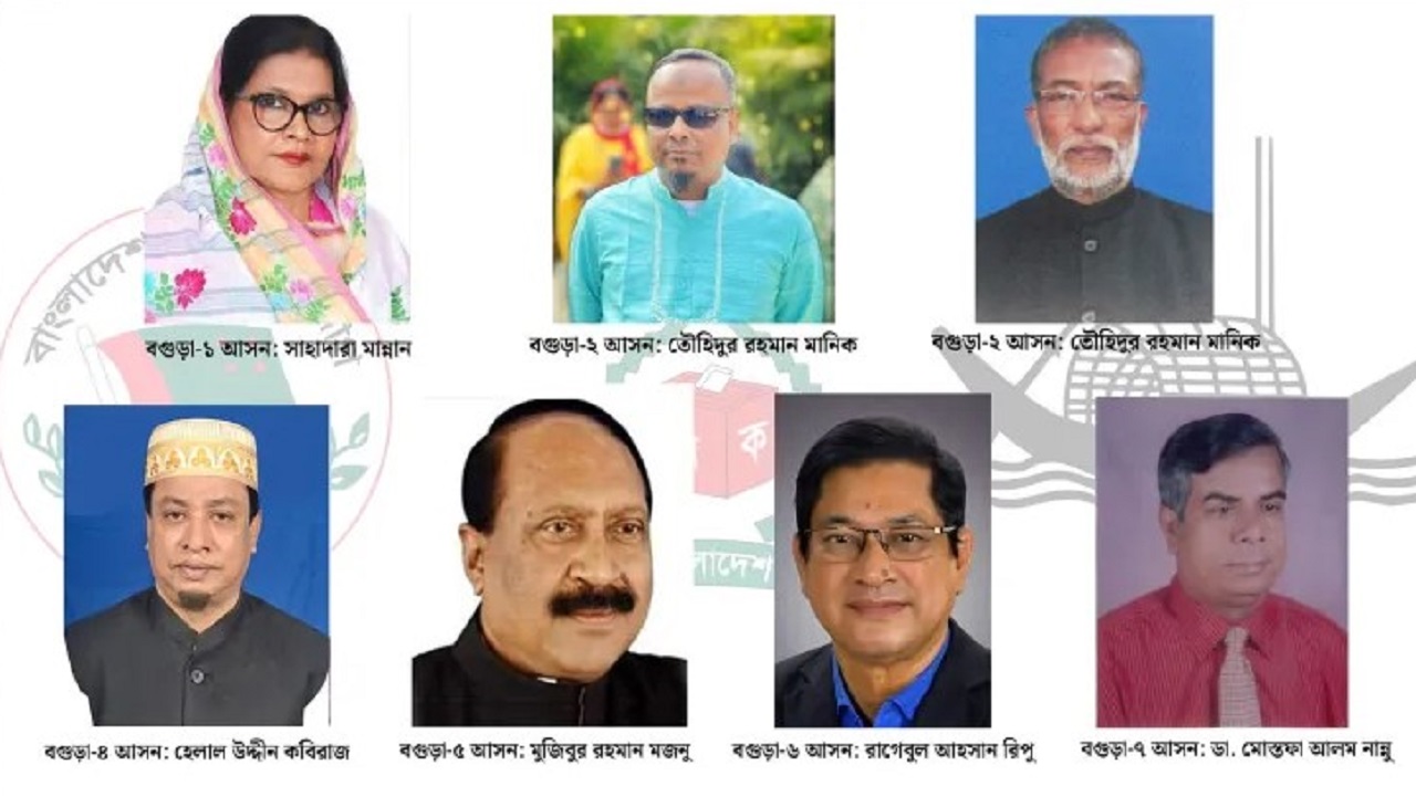 বগুড়ায় সাত আসনে আওয়ামী লীগের মনোনয়নপ্রাপ্তরা। ছবি : কালবেলা