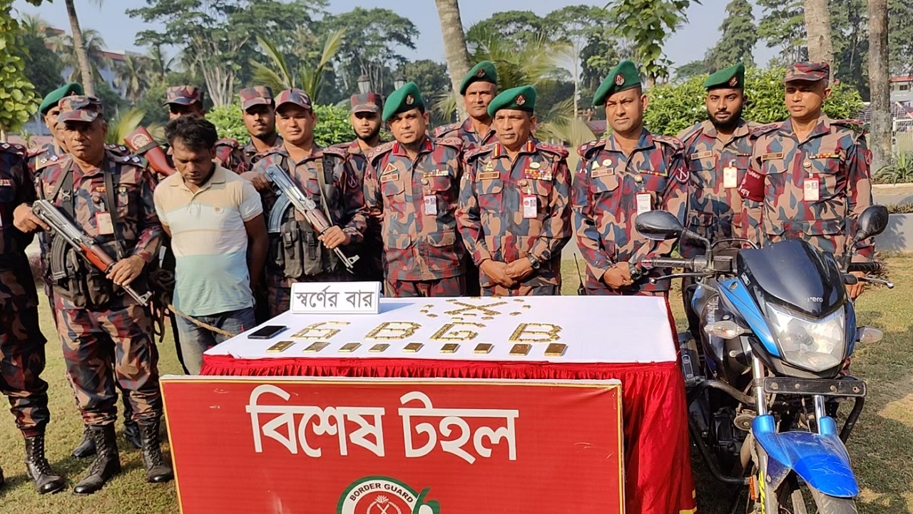 উদ্ধার ১৬ কেজি ১৪ গ্রাম ওজনের ৯৬টি স্বর্ণের বার। ছবি : কালবেলা