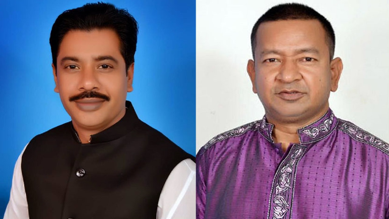 আওয়ামী লীগ মনোনীত প্রার্থী এডিএম শহিদুল ইসলাম ও স্বতন্ত্র প্রার্থী এসএম আব্দুল্লাহেল ওয়ারেজ নাইম। ছবি : সংগৃহীত