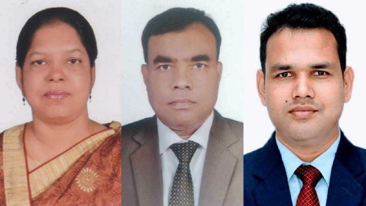 সিন্ডিকেট সদস্য অধ্যাপক কামরুন্নাহার, অধ্যাপক ড. জাহাঙ্গীর হোসেন ও প্রভাষক হাবিবুর রহমান। ছবি : সংগৃহীত