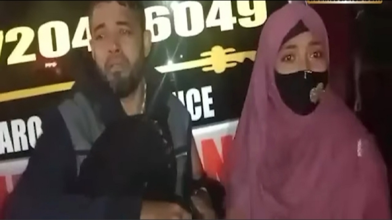 নবজাতকের বাবা ও নিহত মা। ছবি : কালবেলা