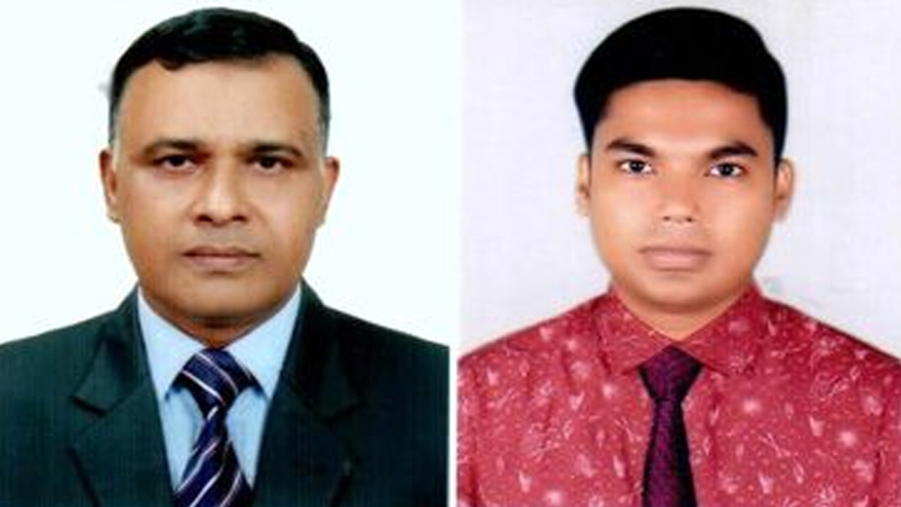 ইউজিসি কর্মচারী ইউনিয়নের সভাপতি আনোয়ার ও সাধারণ সম্পাদক শাহাদৎ । ছবি : সংগৃহীত