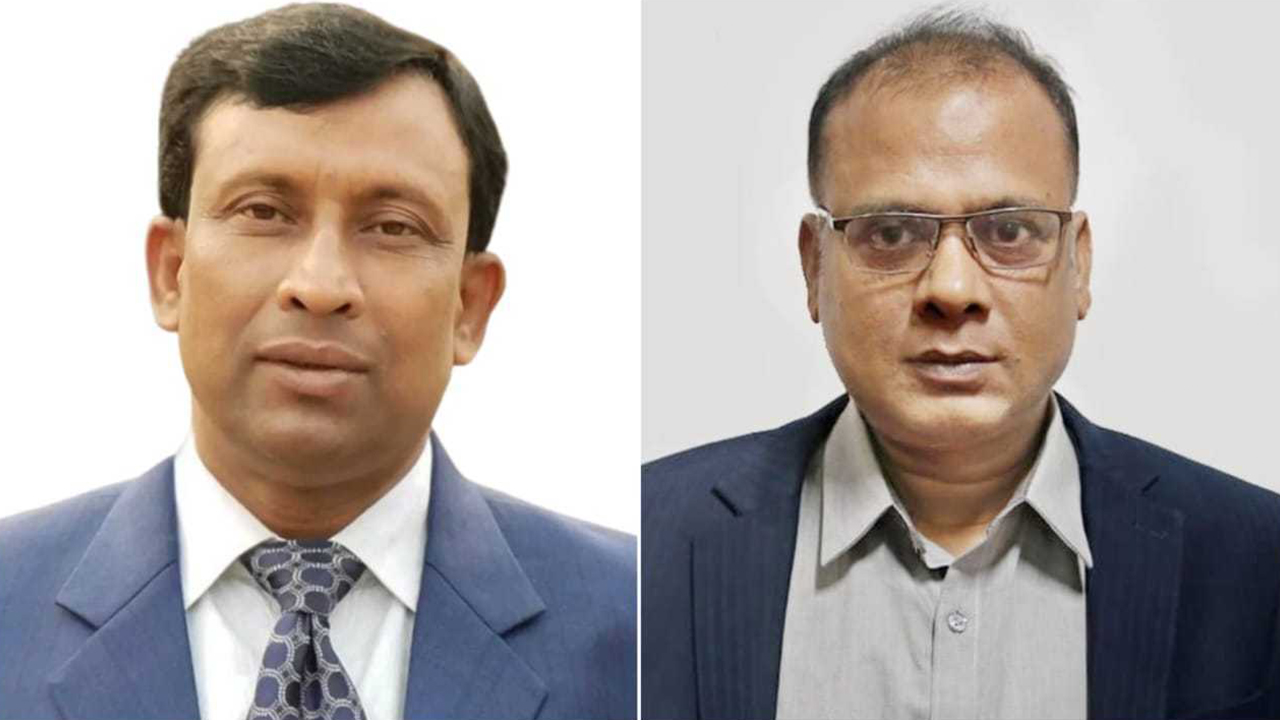 ইবি শিক্ষক সমিতির সভাপতি অধ্যাপক ড. আনোয়ার হোসেন (বামে) ও সাধারণ সম্পাদক অধ্যাপক ড. মামুনুর রহমান (ডানে)। ছবি : কালবেলা