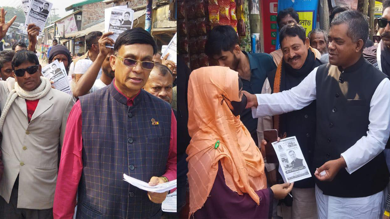 বাগেরহাট-৪ (মোরেলগঞ্জ-শরণখোলা) আসনে নির্বাচনী প্রচারে ব্যস্ত প্রার্থীরা। ছবি : কালবেলা