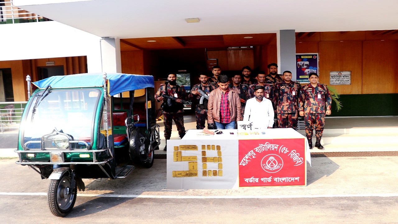২৩টি সোনার বারসহ দুজন পাচারকারীকে আটক করেছে বর্ডার গার্ড বাংলাদেশ। ছবি : কালবেলা