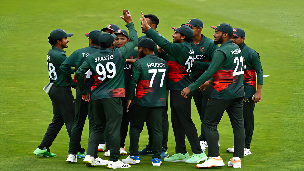 উইকেট শিকারের পর বাংলাদেশ দলের উল্লাস। ছবি : সংগৃহীত