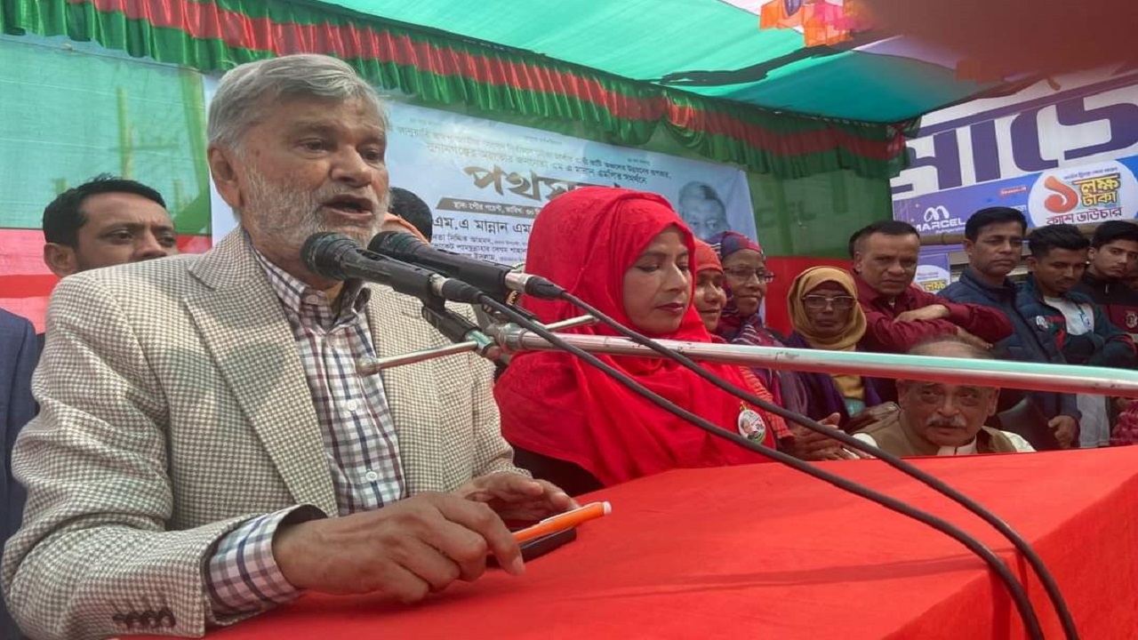 সুনামগঞ্জে নারী সমাবেশে বক্তব্য দিচ্ছেন পরিকল্পনামন্ত্রী। ছবি : কালবেলা