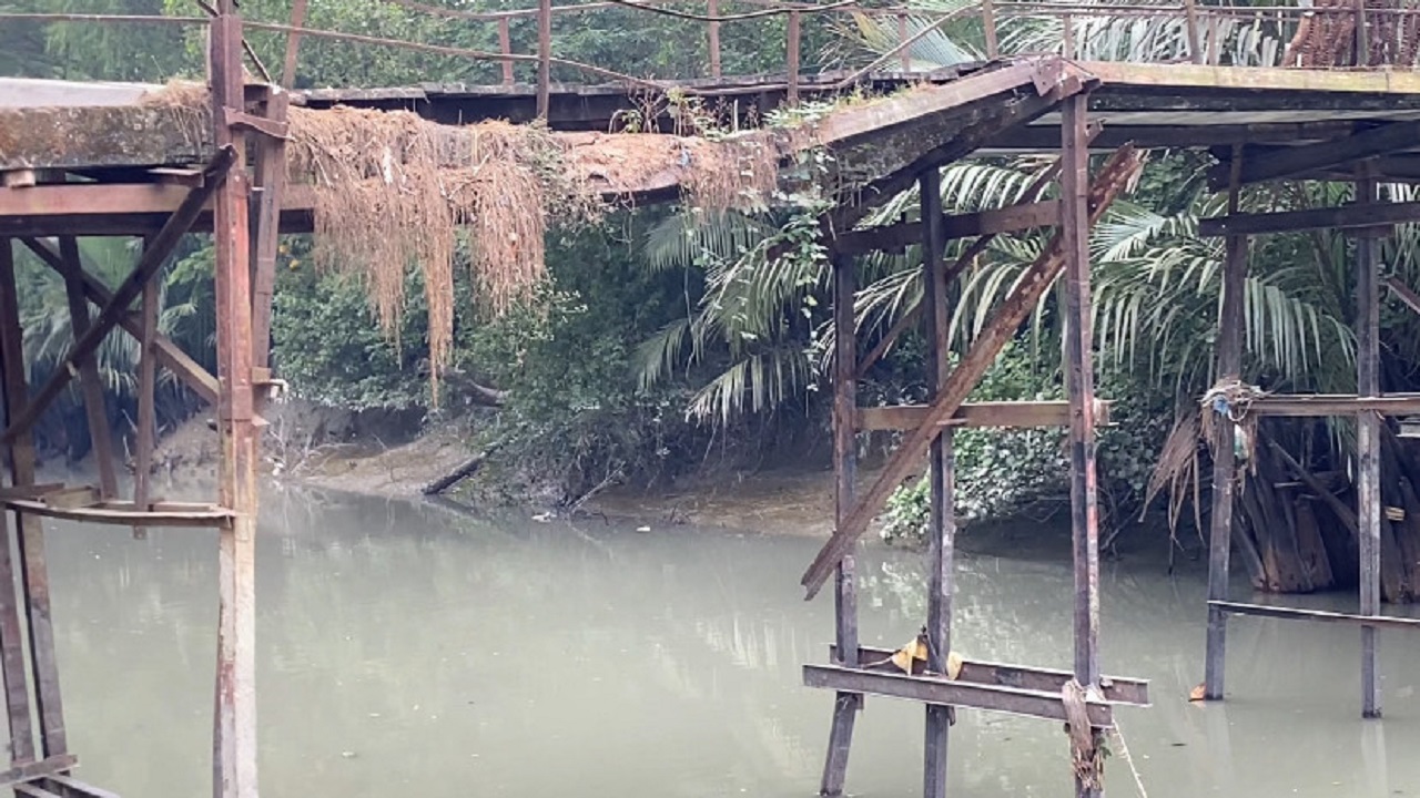 বরগুনার তালতলী উপজেলার পশ্চিমে খোট্টার চর এলাকার একটি সংযোগ সেতু। ছবি : কালবেলা