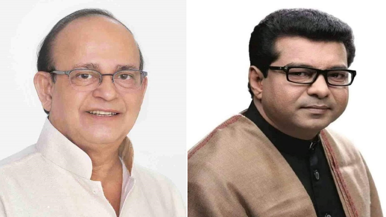 পিরোজপুর-২ আসনে ১৪ দলের প্রার্থী আনোয়ার হোসেন মঞ্জু ও স্বতন্ত্র প্রার্থী মহিউদ্দিন মহারাজ (ডানে)। ছবি : সংগৃহীত