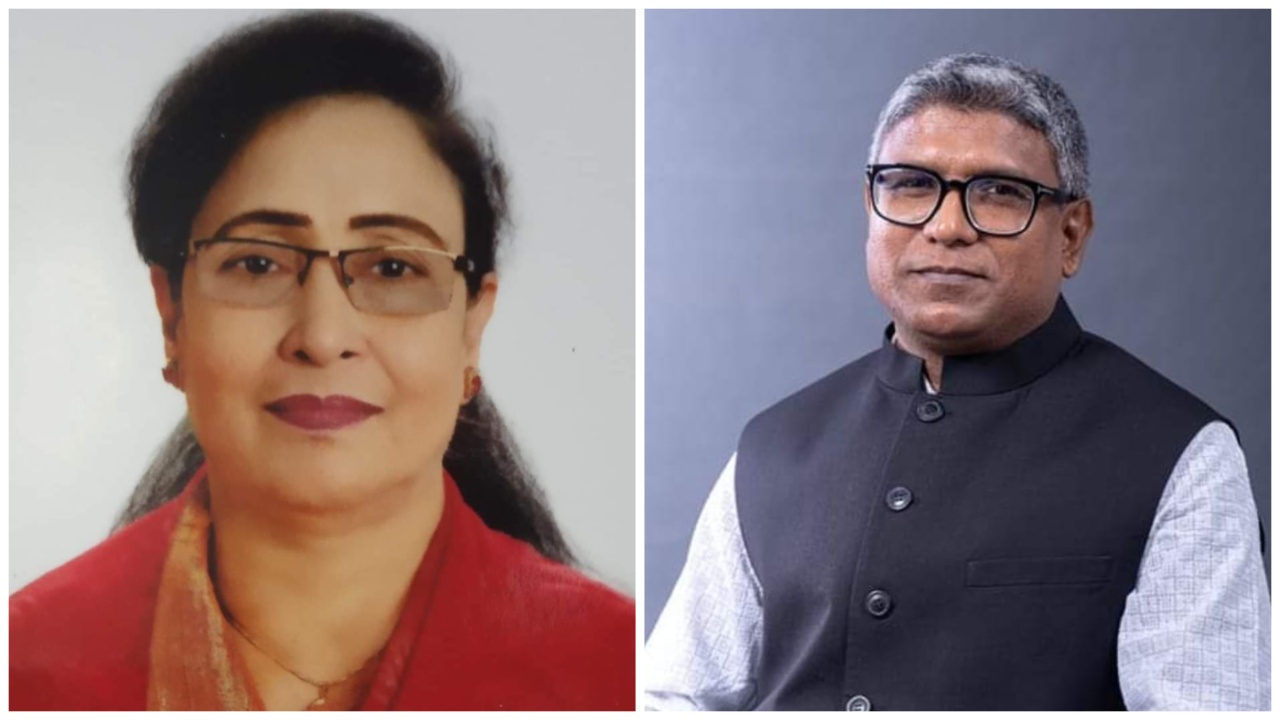 সংসদ সদস্য বেগম হোসনে আরা ও স্বতন্ত্র প্রার্থী এসএম শাহীনুজ্জামান শাহীন। ছবি : কালবেলা