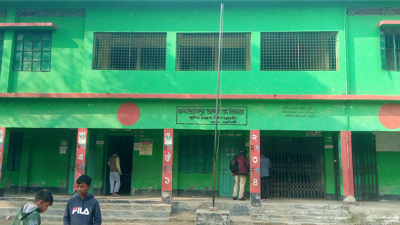 বাতিলকৃত ভোট কেন্দ্র বেলাব উপজেলার সল্লাবাদ ইব্রাহিমপুর সরকারী প্রাথমিক বিদ্যালয়। ছবি : কালবেলা