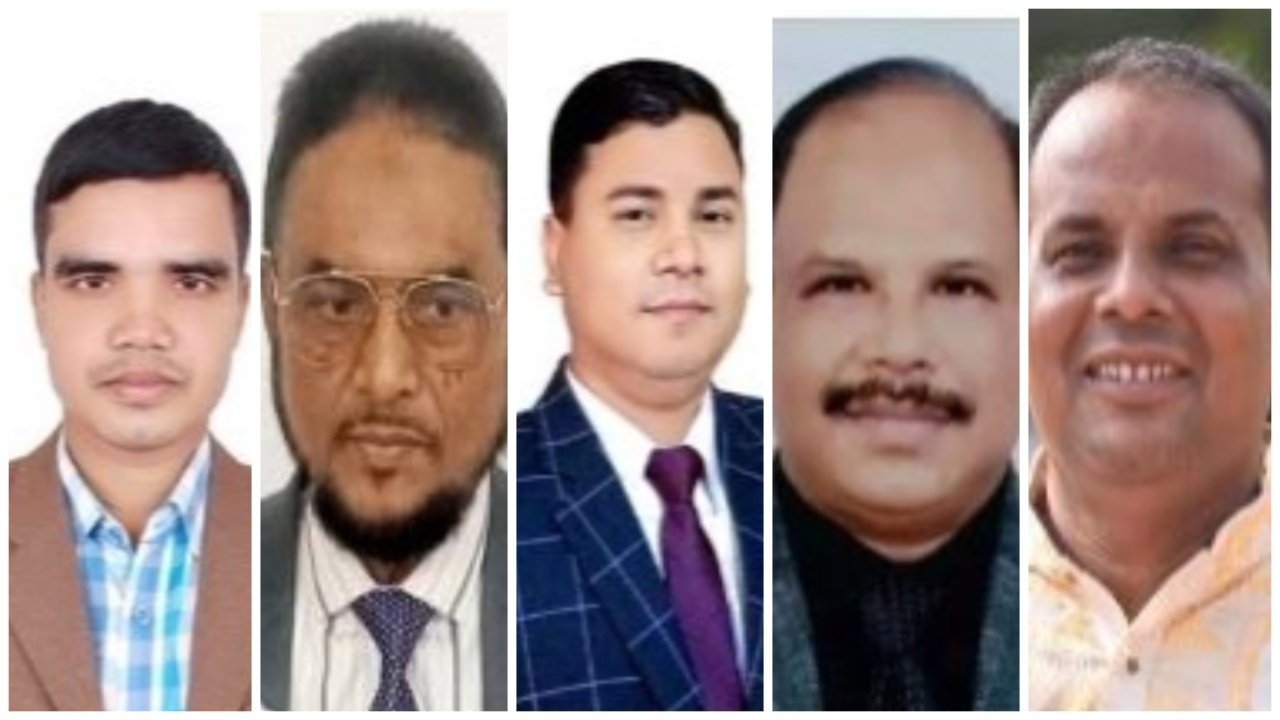বাঁ থেকে  রুকুনুজ্জামান, ডা. মোয়াজ্জেম, মাসুম, রায়হান মন্ডল মনু ও জহুরুল ইসলাম। ছবি : কালবেলা