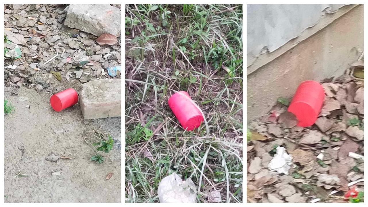 ইসলামী বিশ্ববিদ্যালয়ের (ইবি) বিভিন্ন জায়গা থেকে অবিস্ফোরিত ছয়টি ককটেলসদৃশ বস্তু উদ্ধার করা হয়। ছবি : কালবেলা