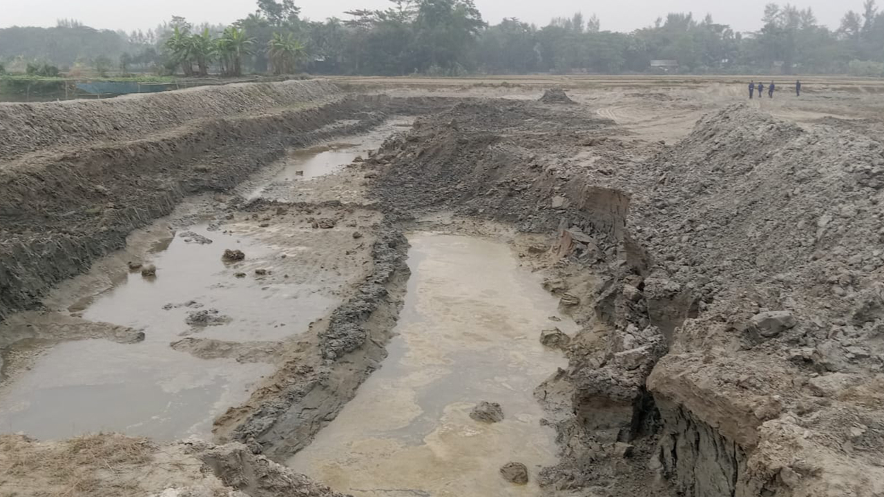নোয়াখালীতে অবৈধভাবে ফসলি জমির মাটি বিক্রি। ছবি : কালবেলা