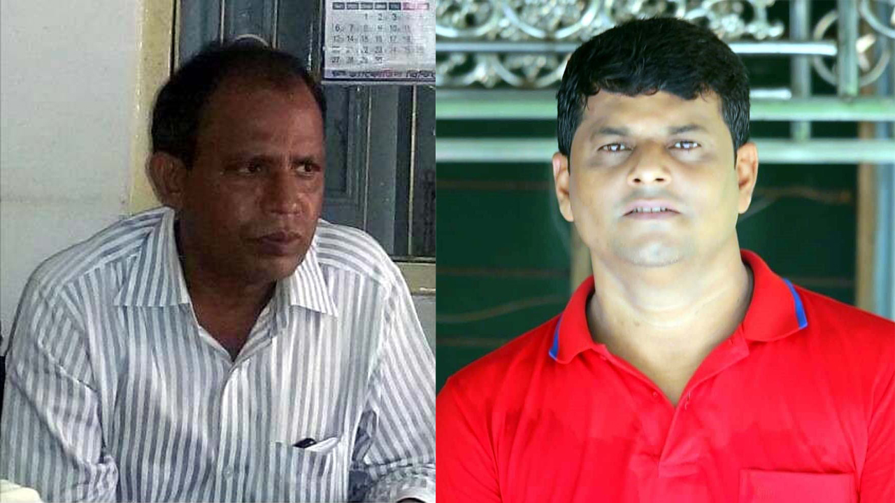 (বাঁ থেকে) সাপলেজা ইউনিয়ন আওয়ামী লীগের সাধারণ সম্পাদক মো. মজিবর রহমান মোল্লা ও ইউনিয়ন পরিষদের চেয়ারম্যান মো. মিরাজ মিয়া। ছবি : সংগৃহীত