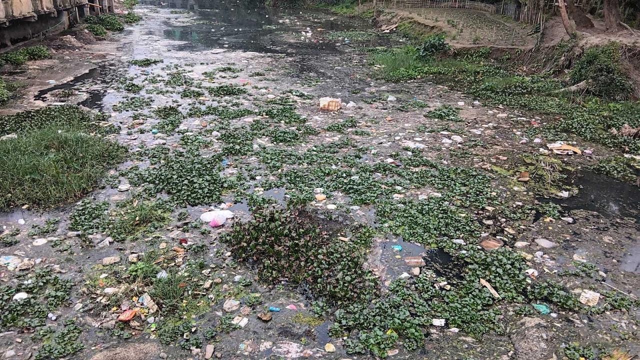 আবর্জনায় ভরে আছে খাল। ছবি : কালবেলা