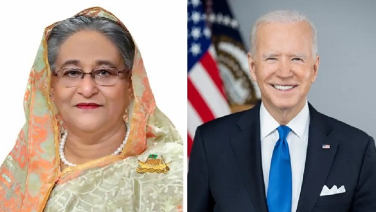 প্রধানমন্ত্রী শেখ হাসিনা ও মার্কিন প্রেসিডেন্ট জো বাইডেন। ছবি : সংগৃহীত