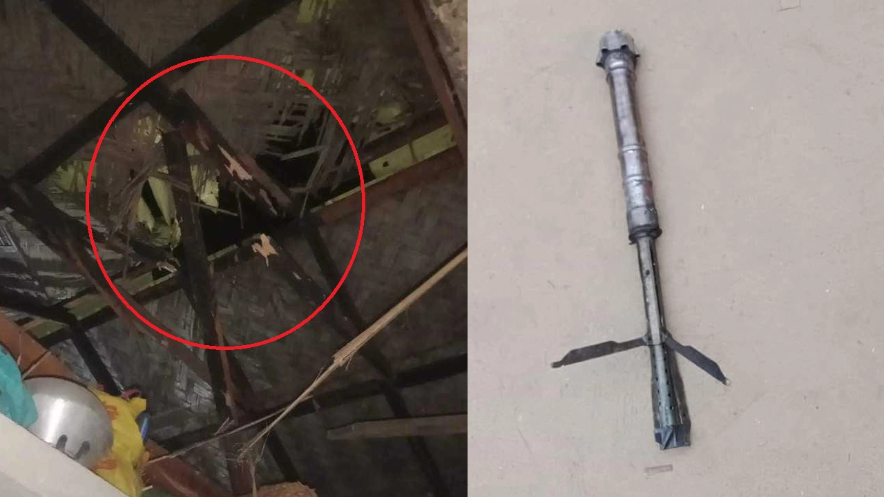 মিয়ানমার থেকে ছোড়া মর্টার শেল। ছবি : কালবেলা