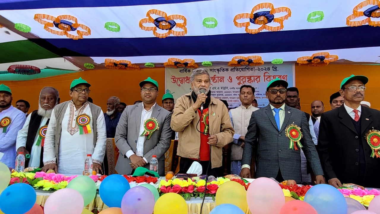 সুনামগঞ্জে বক্তব্য দেন সাবেক পরিকল্পনামন্ত্রী এম এ মান্নান। ছবি : কালবেলা