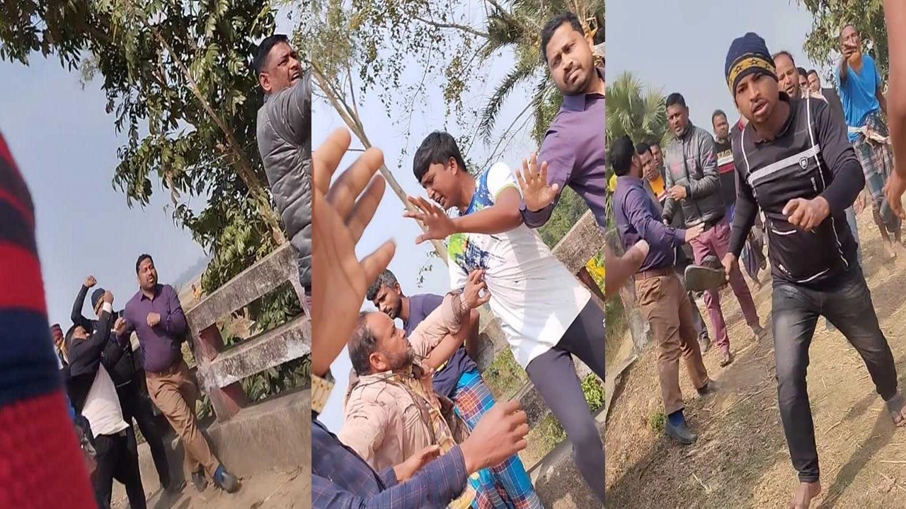 এলজিইডিকে পেটান আ.লীগ নেতা ও তার অনুসারীরা। ছবি : সংগৃহীত