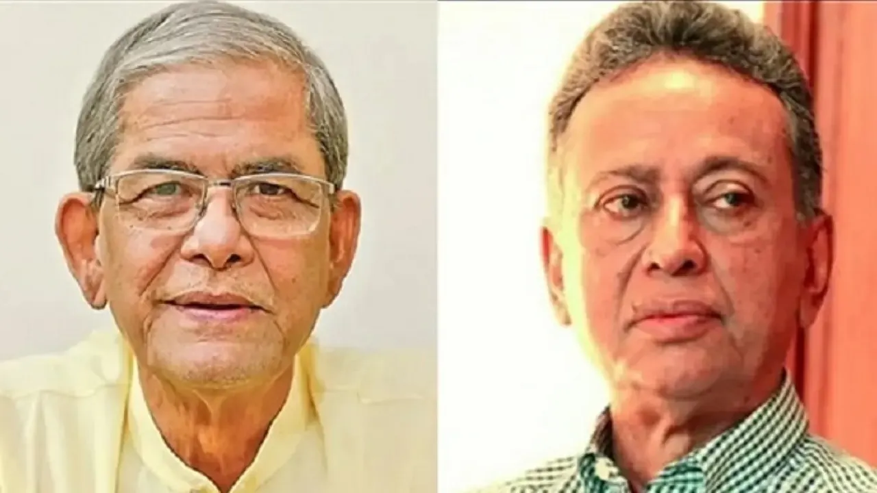 মির্জা ফখরুল ইসলাম আলমগীর ও আমীর খসরু মাহমুদ চৌধুরী। পুরোনো ছবি