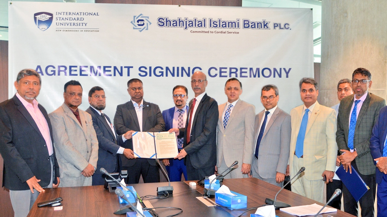 ইন্টারন্যাশনাল স্ট্যান্ডার্ড ইউনিভার্সিটি ও শাহজালাল ইসলামী ব্যাংক পিএলসি মধ্যকার সমঝোতা স্মারক সই। ছবি : সংগৃহীত