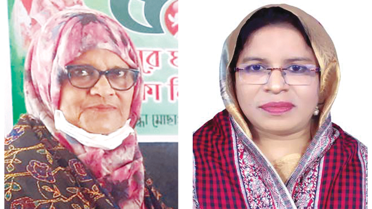 বাঁ থেকে রেজিয়া ইসলাম ও লায়লা পারভীন সেঁজুতি। ছবি: কালবেলা