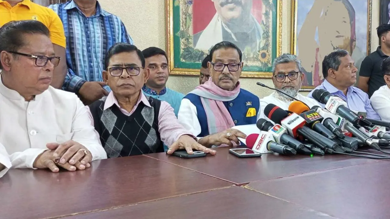 সংবাদ সম্মেলনে বক্তব্য দেন ওবায়দুল কাদের। ছবি : সংগৃহীত
