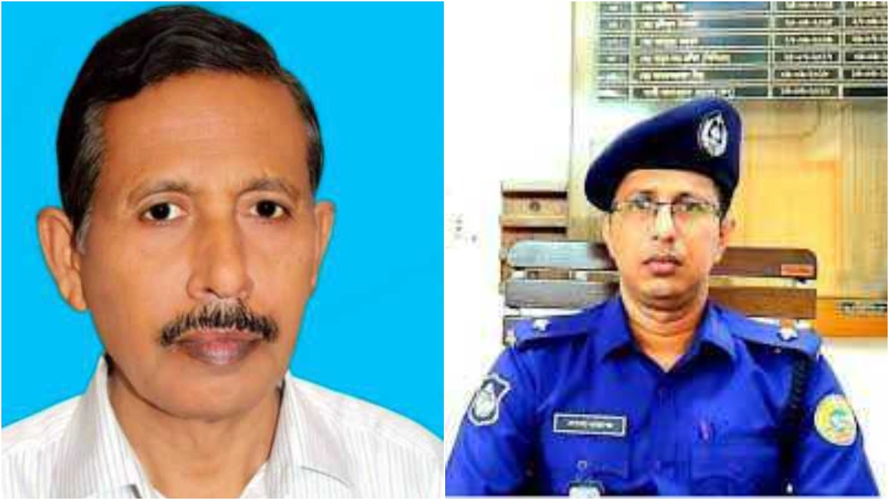 আমতলী পৌরসভার মেয়র প্রার্থী নাজমুল আহসান নান্নু ও আমতলী থানার ওসি শাখাওয়াত হোসেন। ছবি : সংগৃহীত