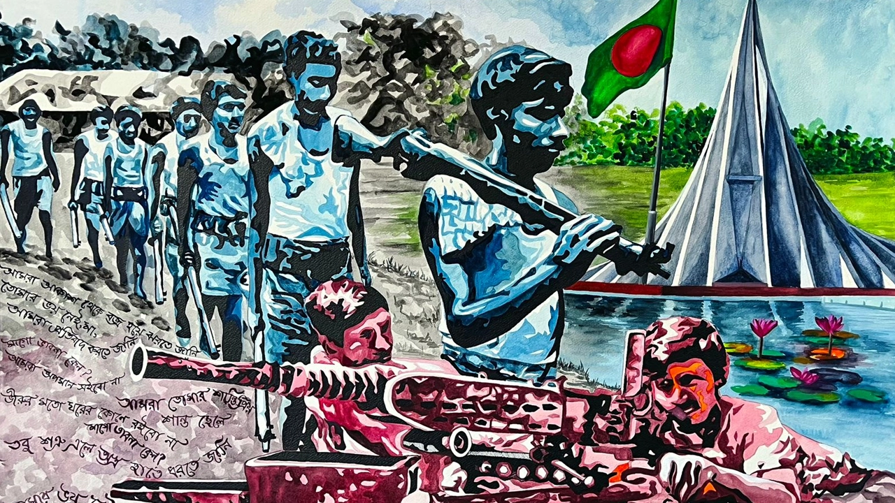 শিল্পী নিলুফার রহমানের ‘জাতির সমাপ্তি’ প্রদর্শনী । ছবি : কালবেলা