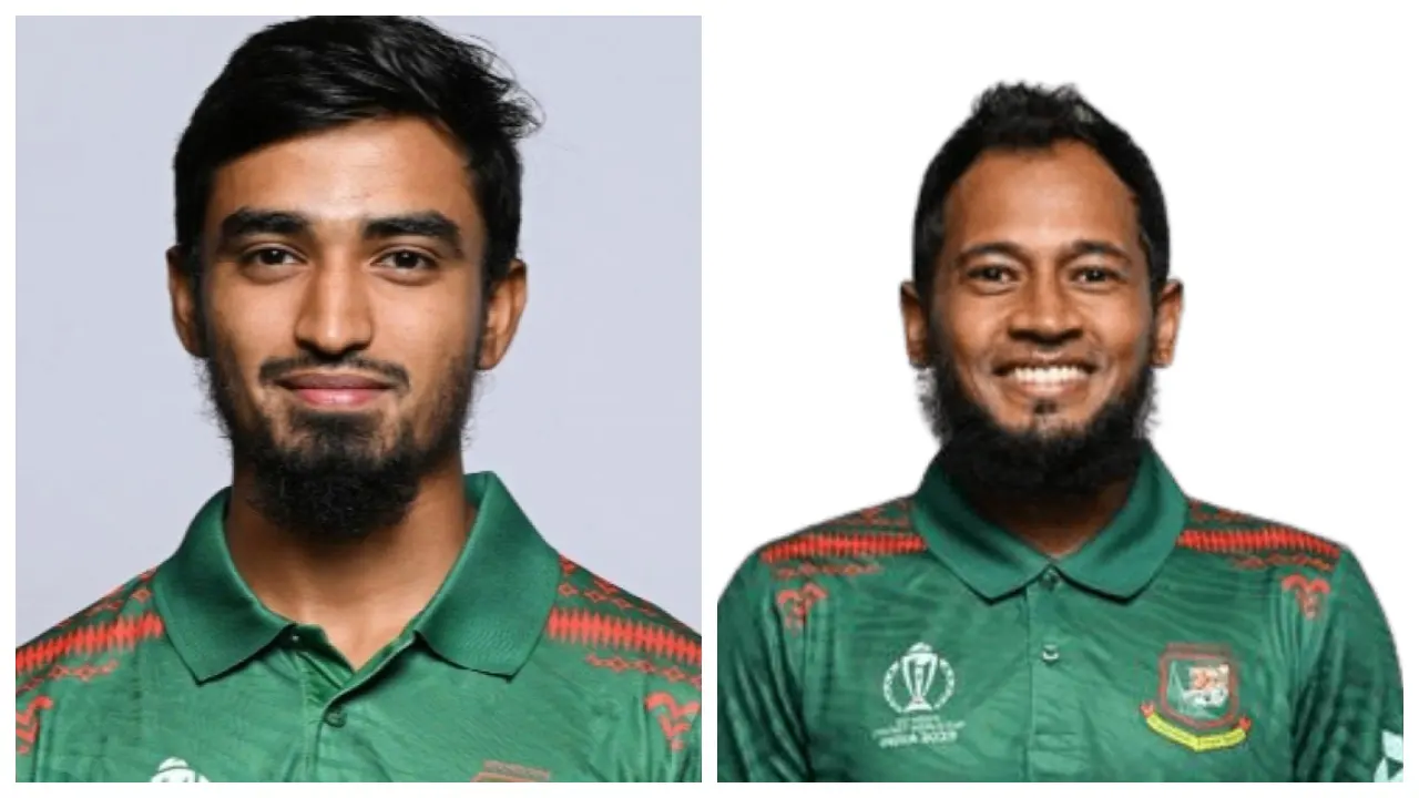 তানজিম হাসান সাকিব (বায়ে), মুশফিকুর রহিম (ডানে)। ছবি : সংগৃহীত