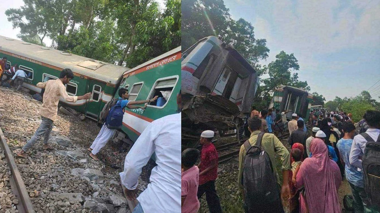 কুমিল্লায় বিজয় এক্সপ্রেস ট্রেনের বগি লাইনচ্যুত। ছবি : সংগৃহীত