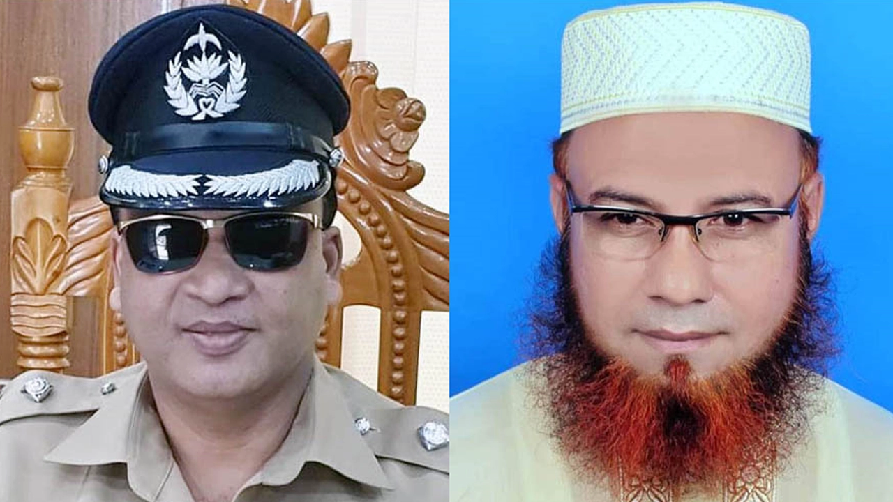 ধুনট থানার তৎকালীন ওসি কৃপা সিন্ধু বালা ও ধর্ষণ মামলার আসামি প্রভাষক মুরাদুজ্জামান। ছবি : কালবেলা