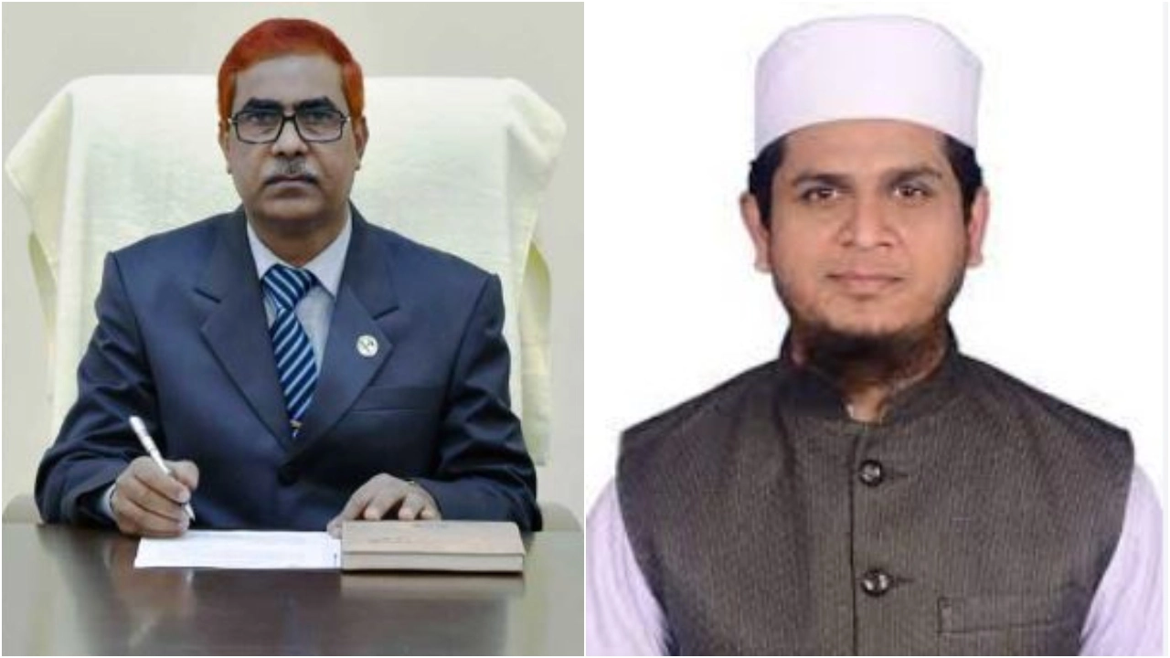 সাবেক ভিসি অধ্যাপক ড. রফিকুল ইসলাম সেখ ও সাবেক ভারপ্রাপ্ত রেজিস্ট্রার অধ্যাপক ড. সেলিম হোসেন। ছবি : সংগৃহীত