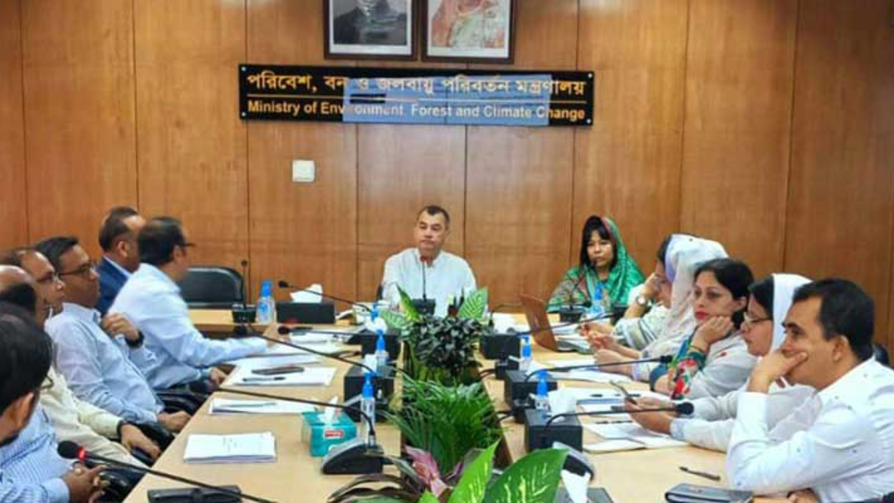 সভায় পরিবেশ, বন ও জলবায়ু পরিবর্তন মন্ত্রী সাবের হোসেন চৌধুরী। ছবি : সৌজন্য