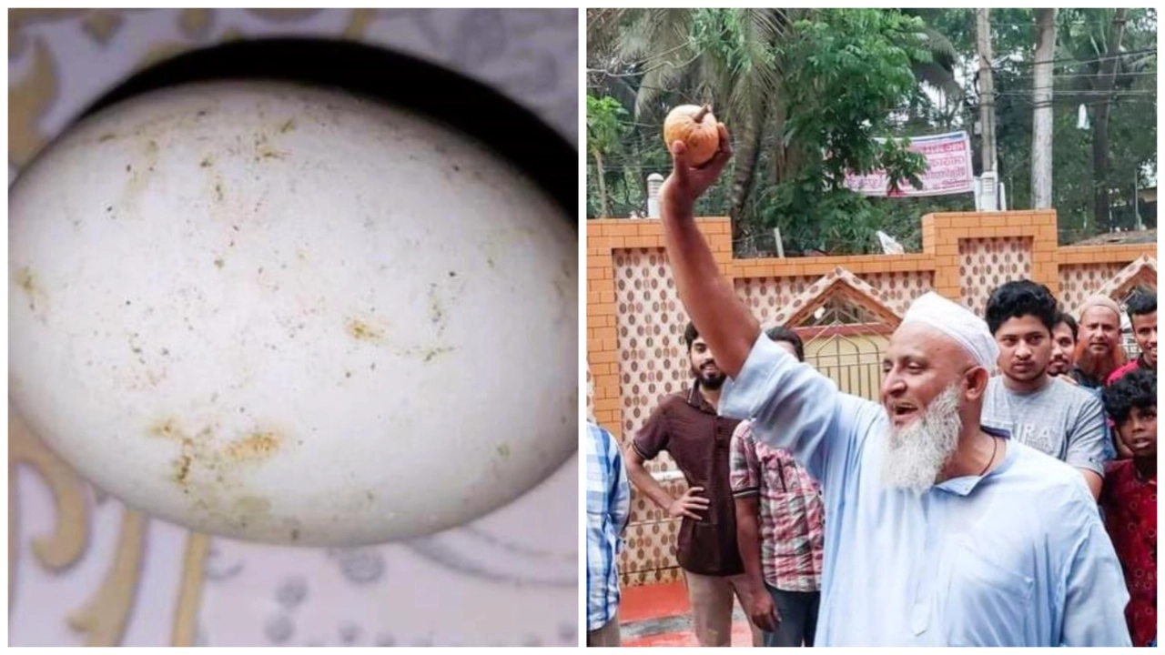 মৌলভীবাজারের শ্রীমঙ্গলে পৃথক দুটি এলাকার জামে মসজিদে নিলামকৃত ডিম ও আতাফল। ছবি : কালবেলা