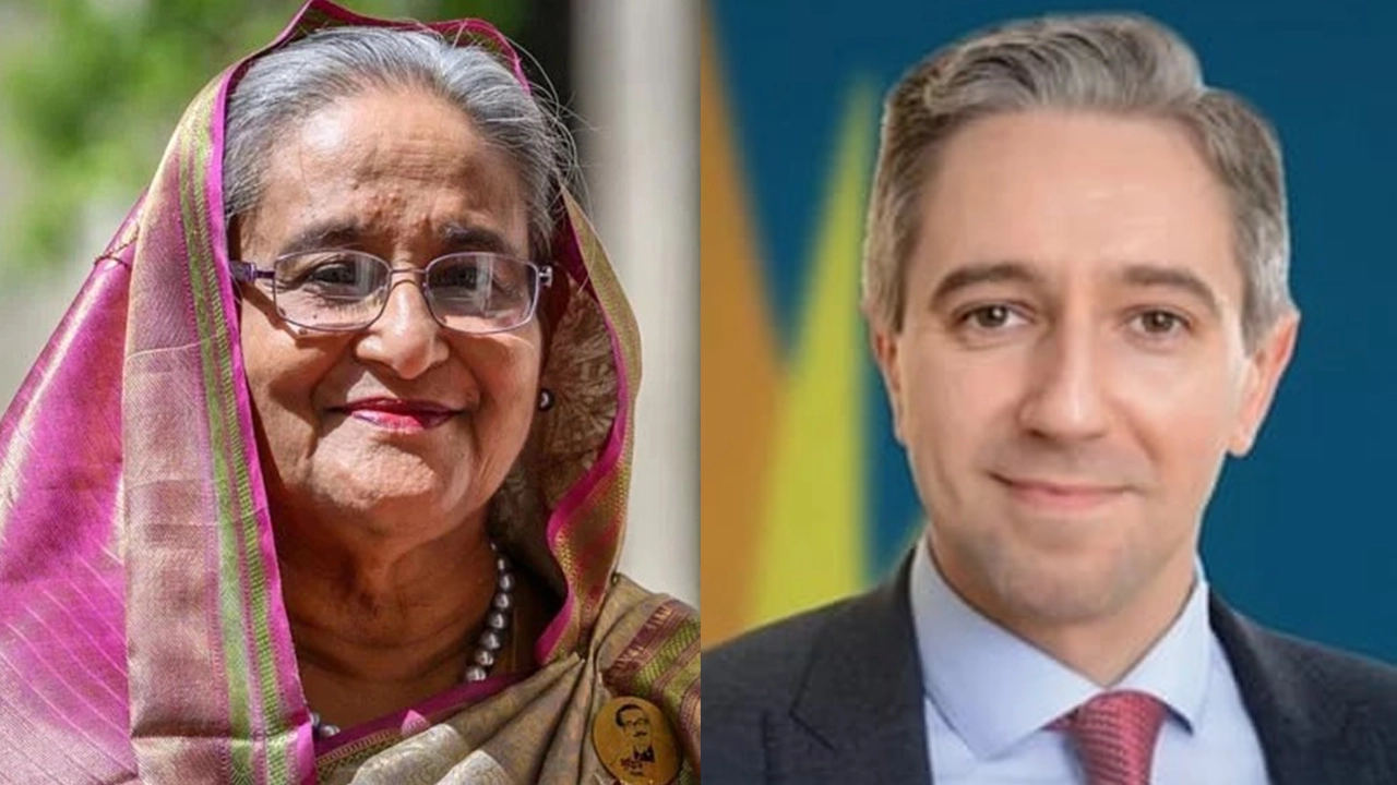 শেখ হাসিনা ও আইরিশ প্রধানমন্ত্রী সাইমন হ্যারিস। ছবি : সংগৃহীত