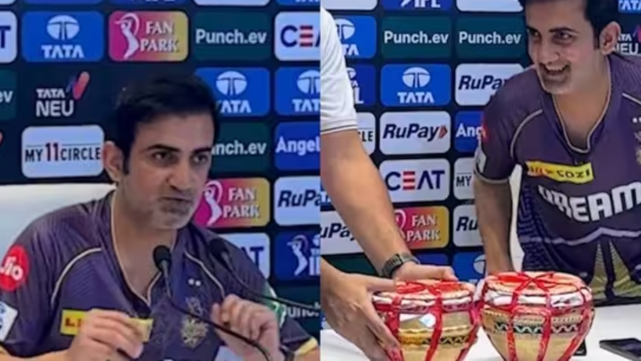 সাংবাদিকদের মিষ্টি খাওয়ালেন গম্ভীর। ছবি : সংগৃহীত