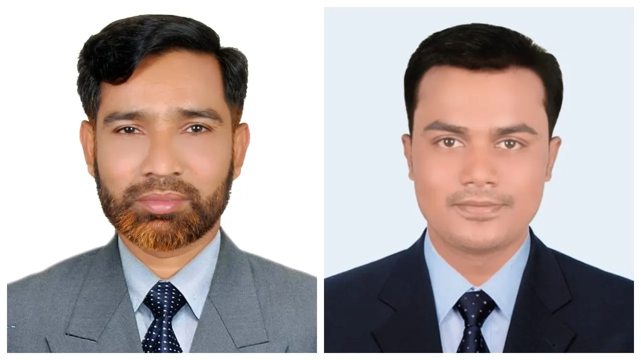 সভাপতি মো. বেলাল হোছাইন ভূঁইয়া (বাঁয়ে) ও সাধারণ সম্পাদক ইয়াকুব আল মাহমুদ (ডানে)। ছবি : কালবেলা