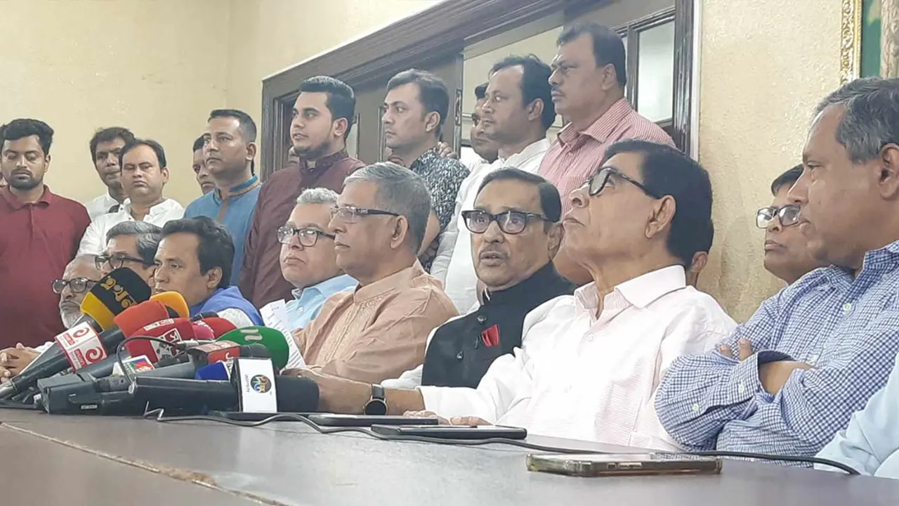 সংবাদ সম্মেলনে ওবায়দুল কাদের। ছবি : সংগৃহীত