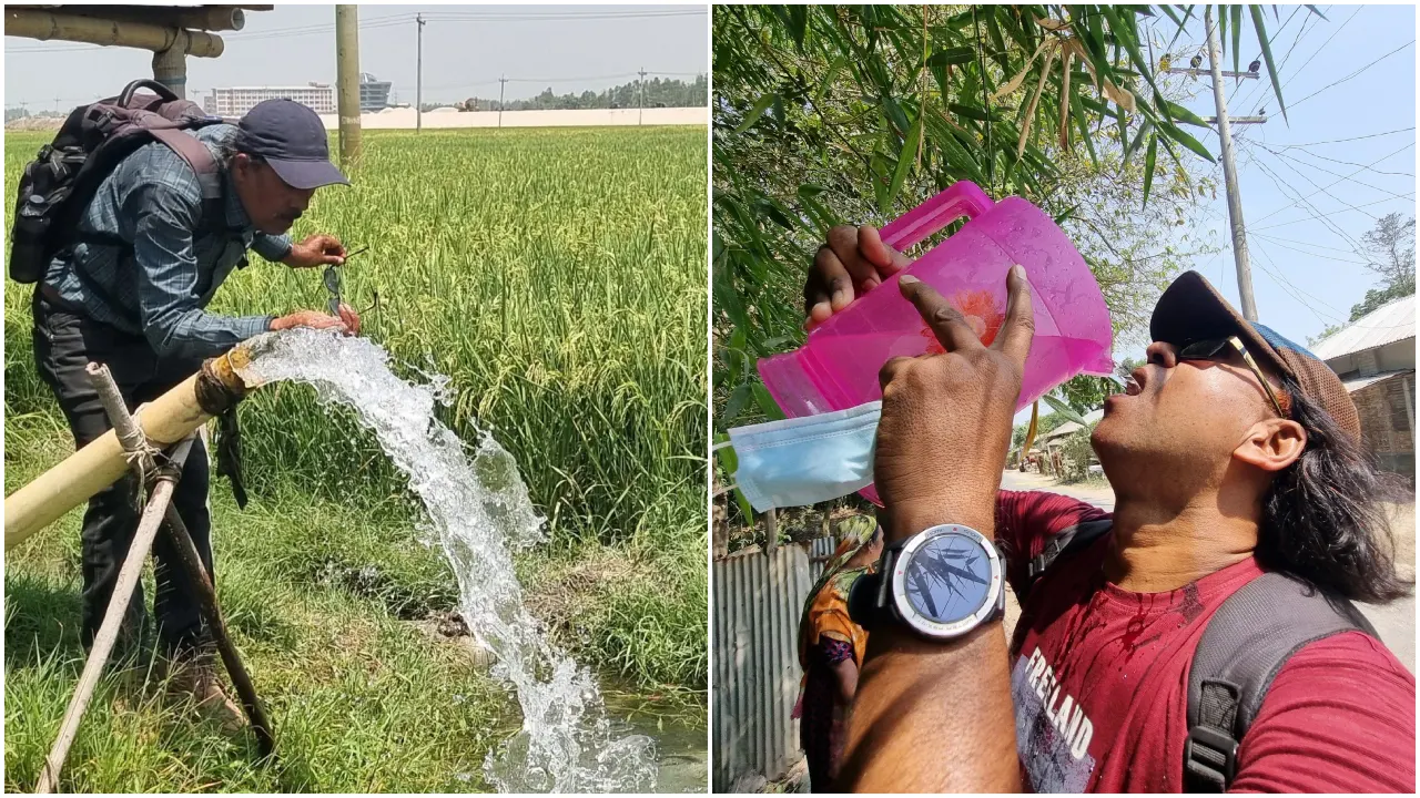 তাপপ্রবাহে পানি পানে তৃপ্তি নিচ্ছেন রাজশাহীবাসী। ছবি : কালবেলা