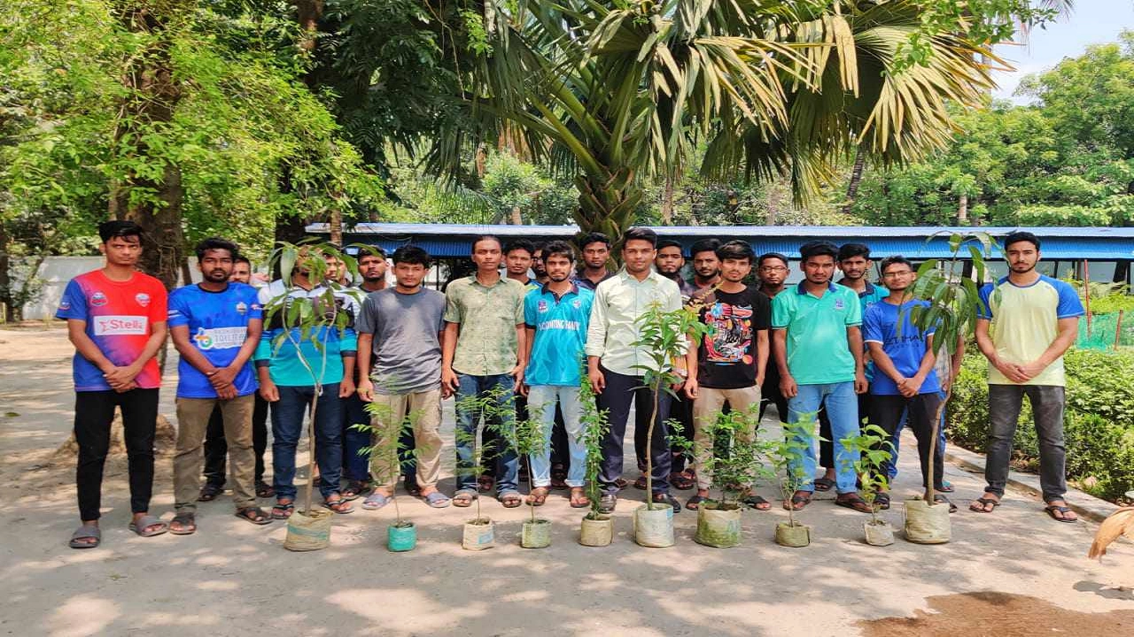 ঢাকা বিশ্ববিদ্যালয়ের কবি জসীম উদদীন হলের বিভিন্ন স্থানে বৃক্ষরোপণ করেছে হল ছাত্রলীগ। ছবি : কালবেলা