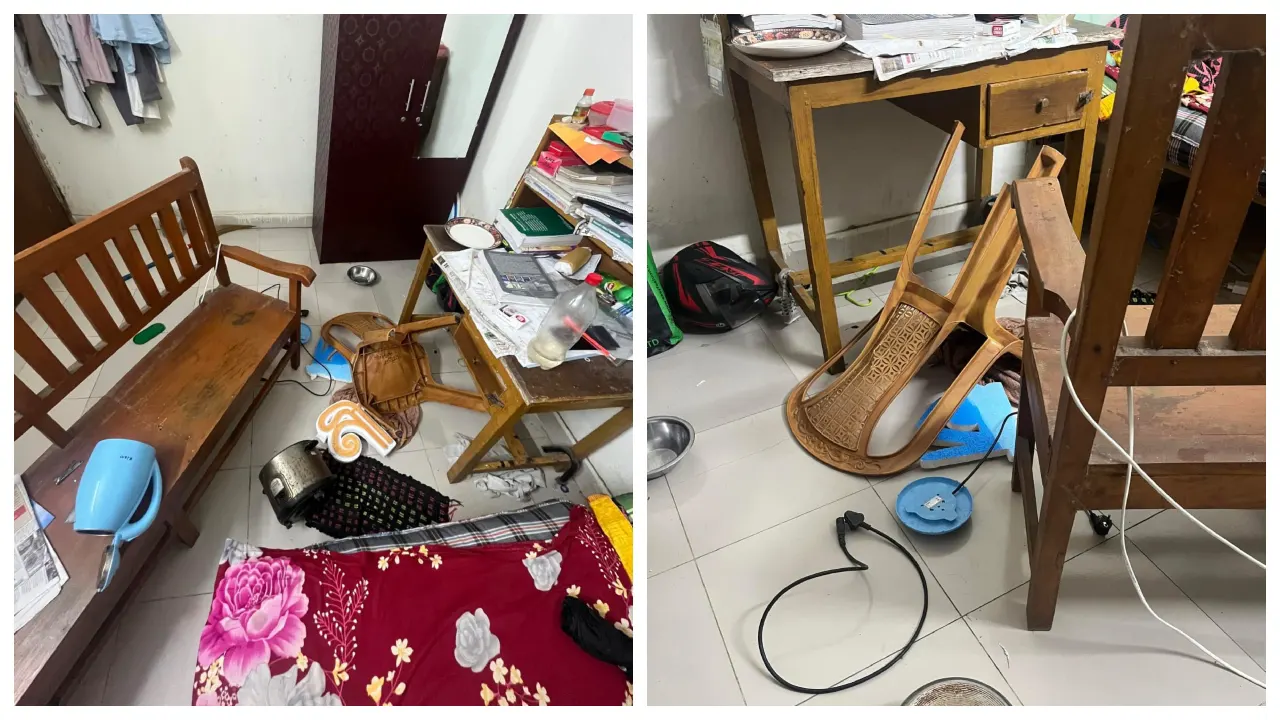 ছাত্রলীগের নেতাকর্মীরা হামলা করে হল কক্ষের আসবাবপত্র ভাঙচুর করে। ছবি : সংগৃহীত