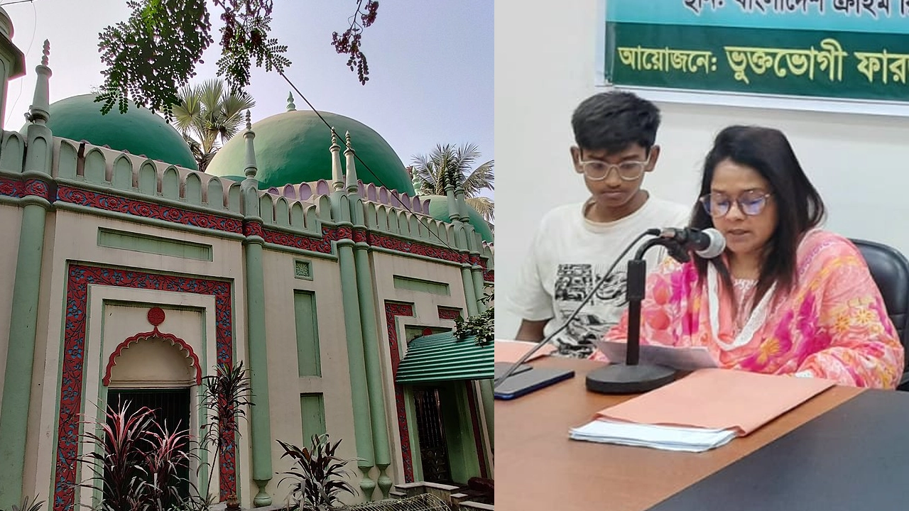 বাংলাদেশ ক্রাইম রিপোর্টার্স এসোসিয়েশনে (ক্র্যাব) সংবাদ সম্মেলনে উত্তরাধীকার দাবি করা ফারজানা হক লিমা। ছবি : কালবেলা