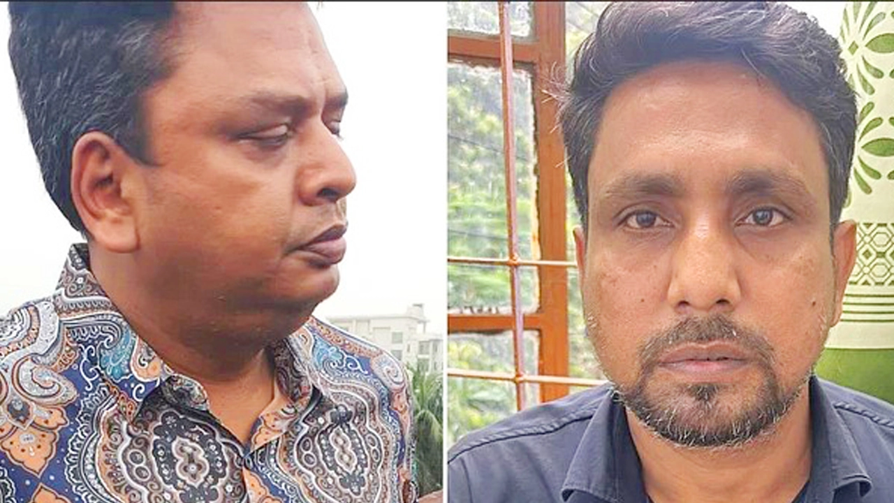খুলশী থানার উপপরিদর্শক আমিনুল ইসলাম (বাঁয়ে) ও সহযোগী জাহেদ। ছবি : সংগৃহীত