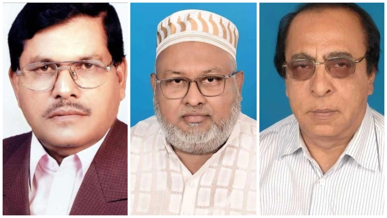 খলিলুর রহমান সরকার, গোলাম হাসনাইন রাসেল ও মির্জা রেজাউল করিম দুলাল (বাঁ থেকে)। ছবি : কালবেলা