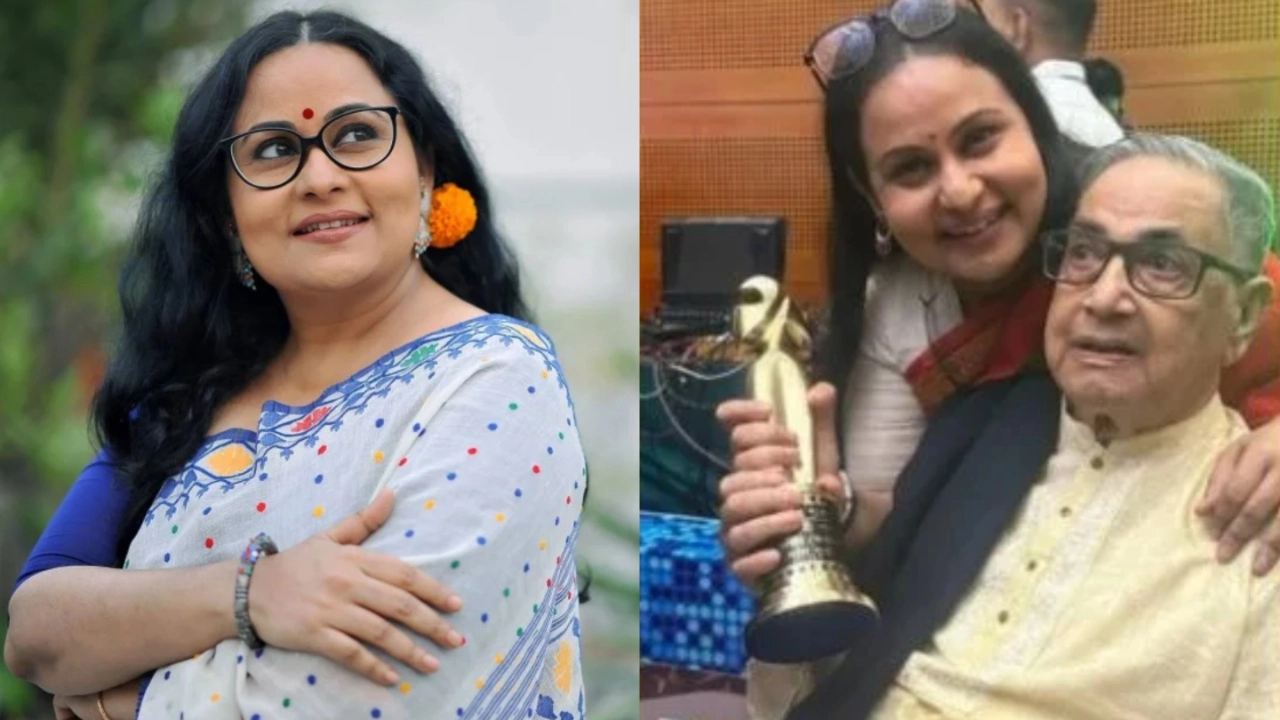বাবা সৈয়দ ফজলুল করিমের সঙ্গে অভিনেত্রী আফসানা মিমি। ছবি : সংগৃহীত