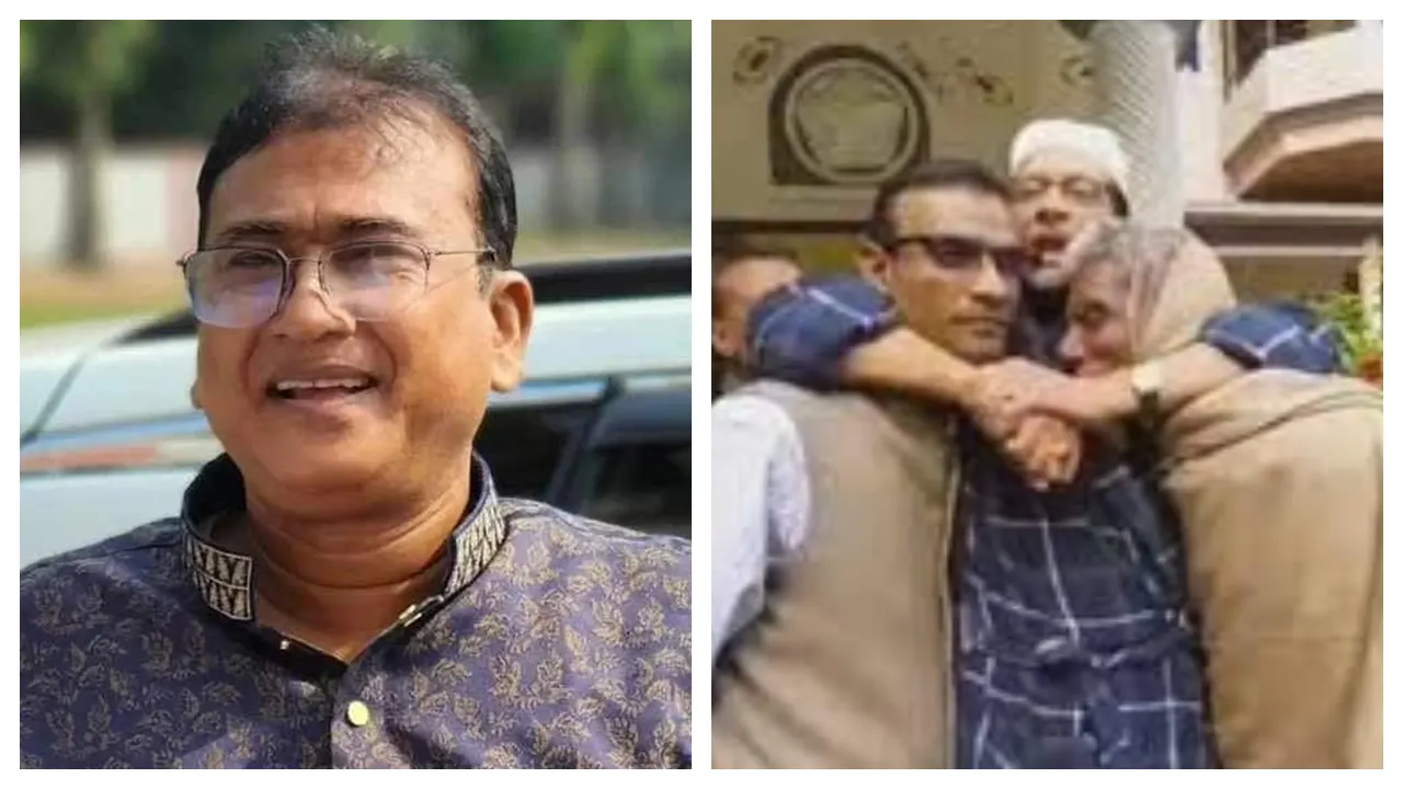 বাঁ থেকে এমপি আনার ও মাসুক মিয়া (মাঝে)। পুরোনো ছবি
