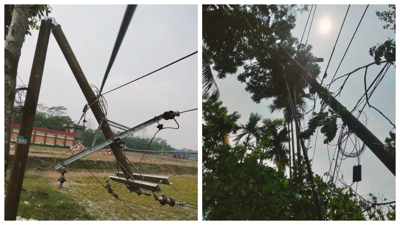 প্রাকৃতিক দুর্যোগে বিদ্যুতের ক্ষয়ক্ষতি। পুরোনো ছবি