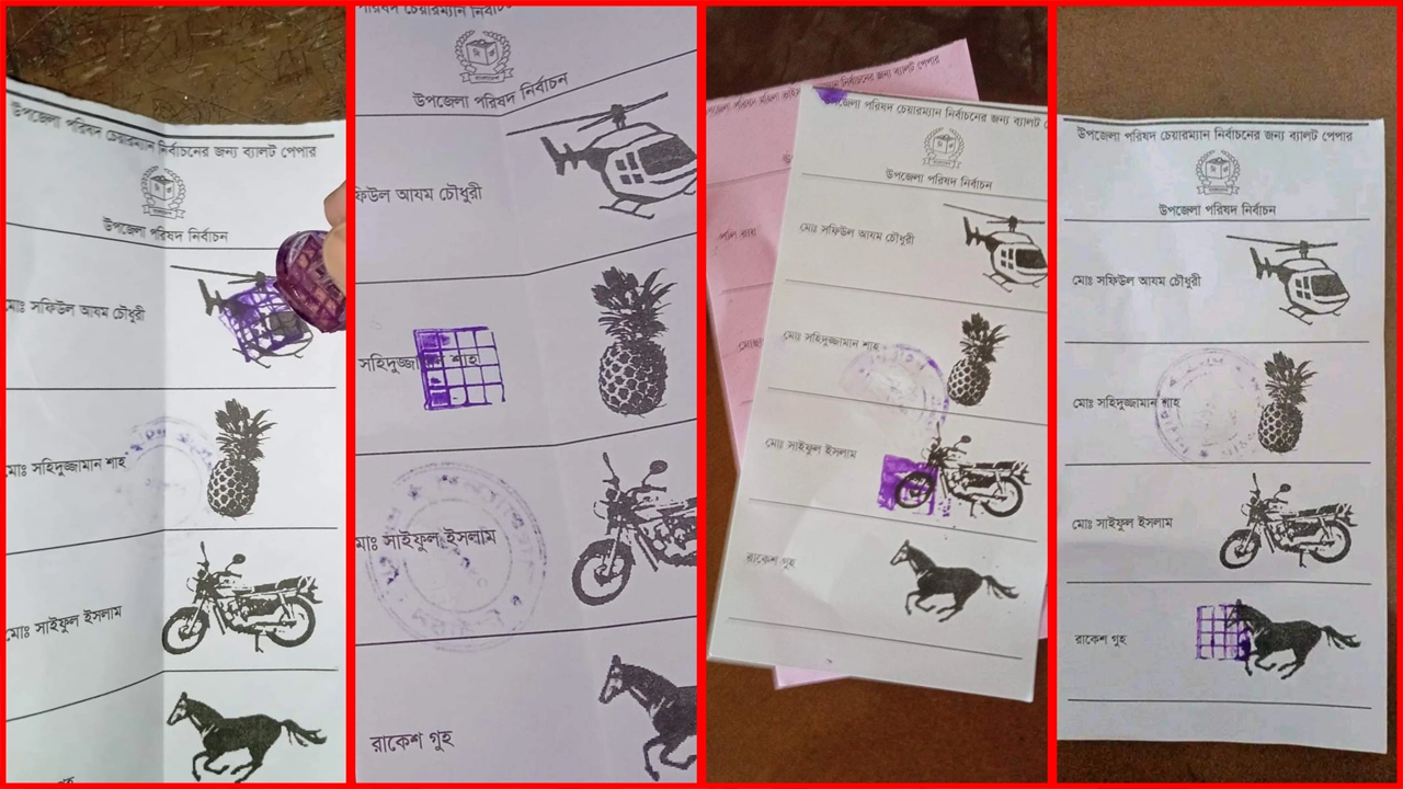 খানসামা উপজেলা পরিষদ নির্বাচনে পছন্দের প্রার্থীকে সিল মেরে ফেসবুকে শেয়ার করেন। ছবি : সংগৃহীত